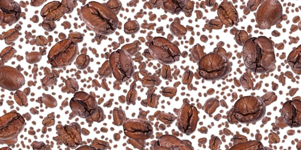 Coffee beans background (on white) Stock Illustration