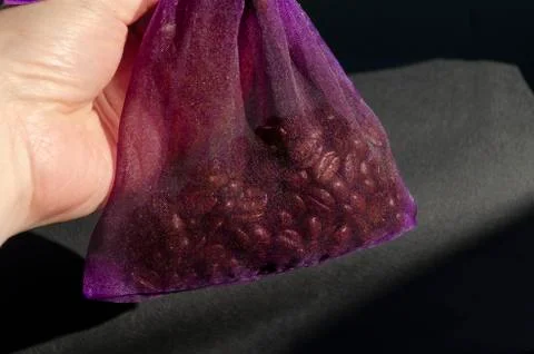 Coffee beans in the bag closely Stock Photos