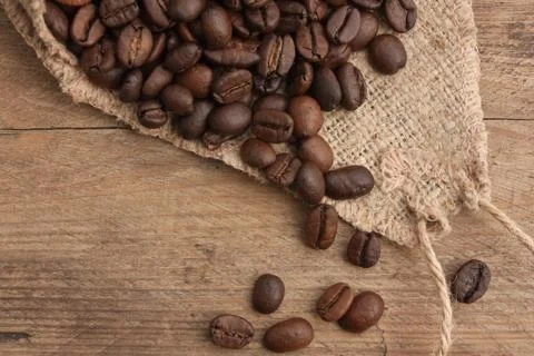 Coffee beans in a bag 스톡 사진