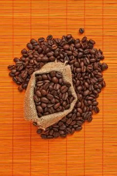 Coffee beans in  bag Foto stock