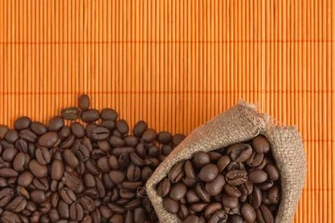 Coffee beans in  bag Foto stock