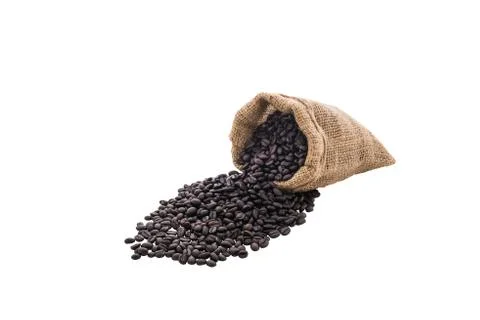 Coffee beans in bag Stock Photos
