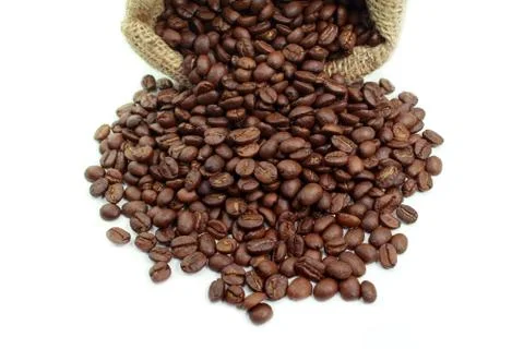 Coffee beans in a bag Stock Photos