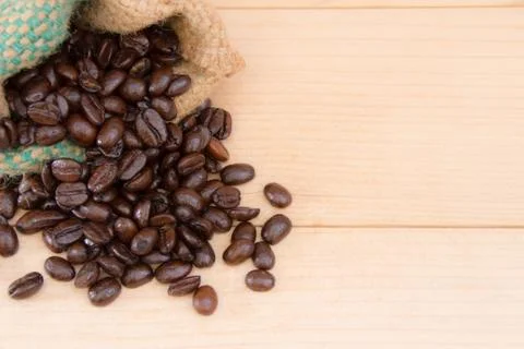 Coffee beans in the bag Stock Photos