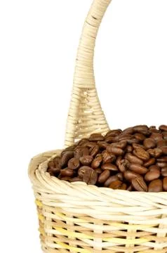 Coffee beans in the basket Stock Photos