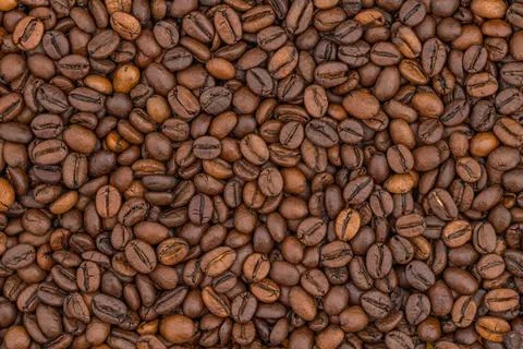 Coffee beans beautiful background. Close up photo Stock Photos