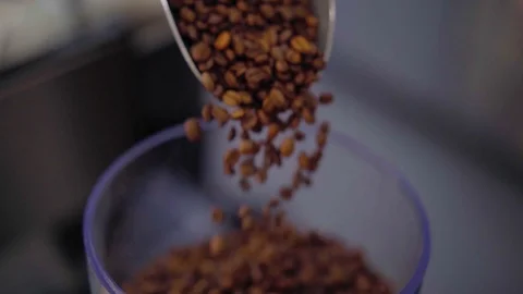 Coffee Beans being poured Stock Footage 96177320