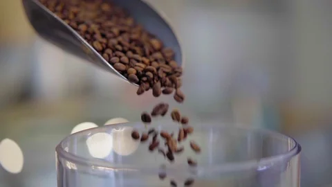 Coffee Beans being poured Stock Footage 96177391