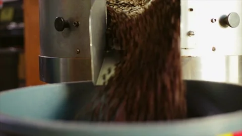 Coffee beans being processed in a machine. Stock Footage 88405113