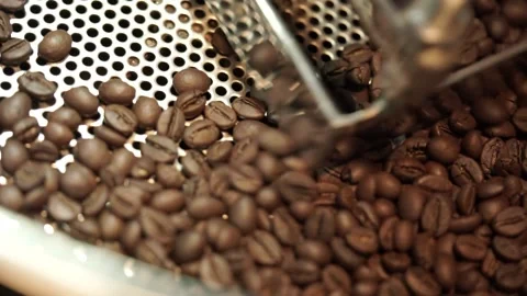 Coffee beans being roasted in a tempering bath Stock Footage 259794268