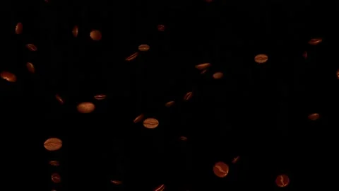 Coffee beans on black background. Coffee explosion. Falling. Stock Footage 168561187
