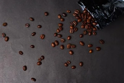 Coffee beans on black background Stock Photos