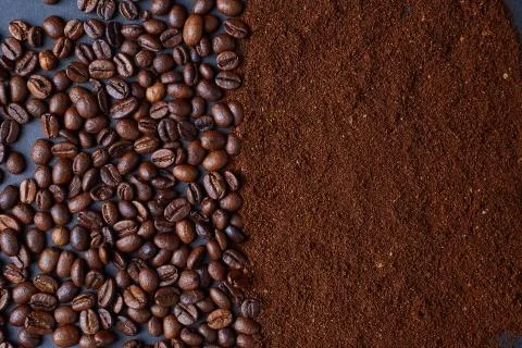 Coffee beans on black background Stock Photos