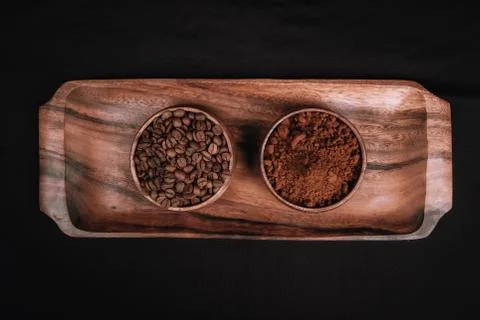 Coffee beans on black background Foto stock