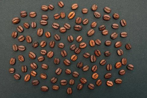 Coffee beans on a black background Stock Photos