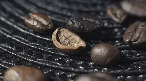 Coffee Beans On Black Background 스톡 사진