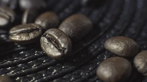 Coffee Beans On Black Background Stock Photos