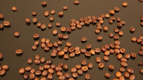 Coffee beans on a black pan Stock Footage 50362626