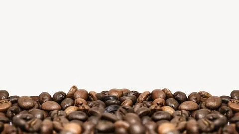 Coffee beans border, beige desktop Stock Photos