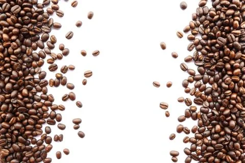 Coffee beans at border of image(left and right) with blank area for fill text Stock Photos