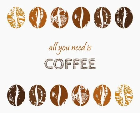 Coffee beans border. Vector illustration Illustrazione stock