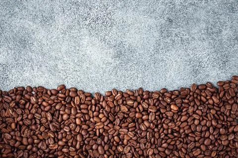 Coffee beans bottom concrete background Stock Photos