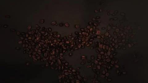 Coffee beans bounce on black backdrop Stock Footage 342682621