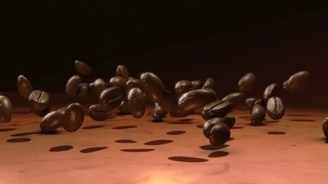 Coffee Beans bouncing on a table super slow motion. Stock Footage 72548594