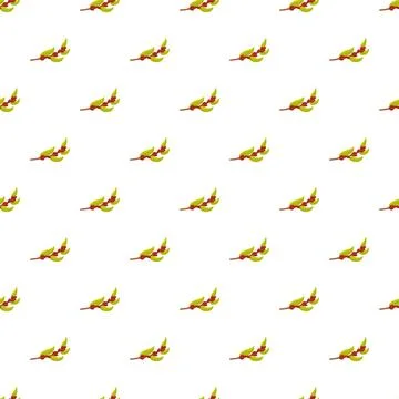 Coffee beans on branch flat seamless pattern Stock Illustration