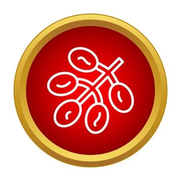 Coffee beans branch line icon in red circle イラスト素材