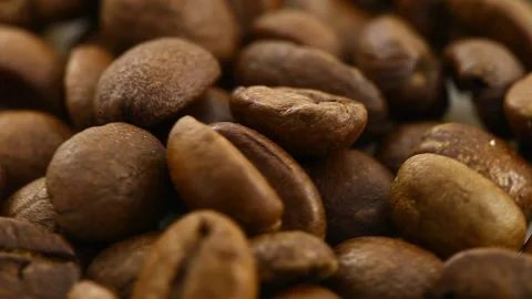 Coffee beans brown roasted coffee beans rotate Video stock 130366656