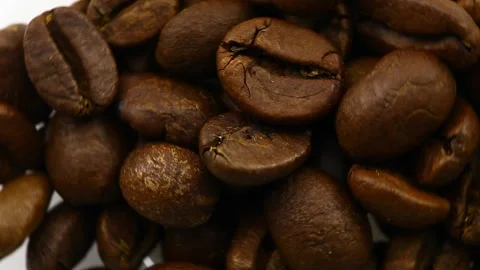 Coffee beans, brown roasted rotate 스톡 동영상 130648305