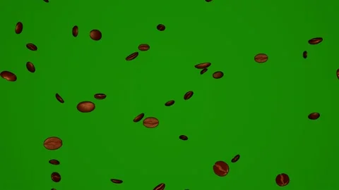 Coffee beans on chromakey background. Coffee explosion. Falling. Stock Footage 168561189