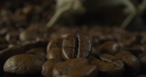 Coffee Beans Close Up 5K RED Gemini Slow Motion Stock Footage