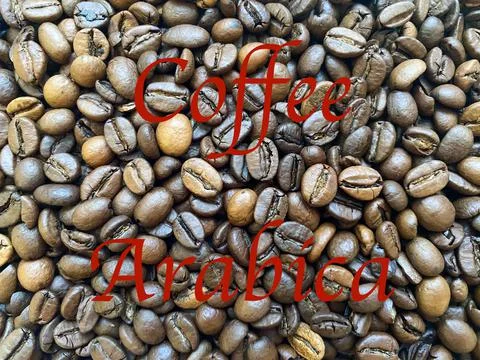 Coffee beans close-up in the background Stock Photos