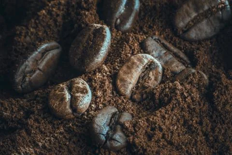 Coffee beans close up background Stock Photos