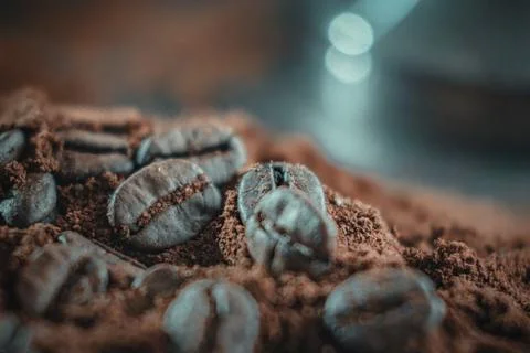 Coffee beans close up background Stock Photos