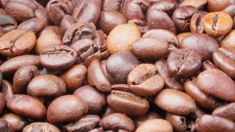 Coffee beans close-up. Brown fragrant coffee beans. 動画素材 140930387