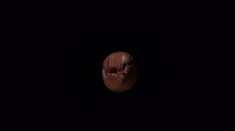 Coffee beans close-up on the center on a black background. Rotation view Stock Footage 59305226