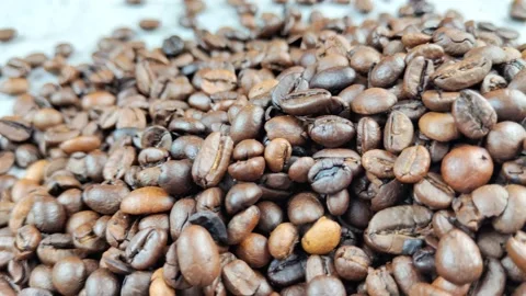 Coffee beans close-up, coffee seed texture Stock Footage 234072756
