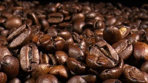 Coffee Beans close-up, rotating, background. Stock Footage 166041088