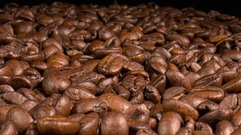Coffee Beans close-up, rotating, background. Stock Footage 166044425