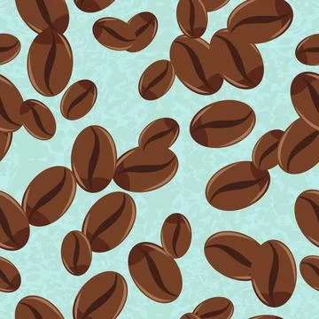 Coffee beans close up. Seamless Texture .Coffee on a colored background in .. Illustrazione stock