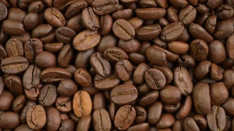 Coffee beans close-up, top view Stock Footage 344567199