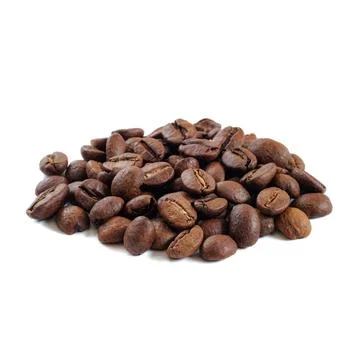 Coffee beans close up on white background. Stock Photos
