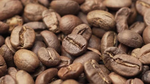 Coffee beans closeup background, can represent caffeine or aroma Video stock 162075347