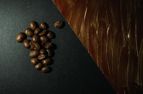 Coffee Beans Closeup On Dark Background Stock Photos