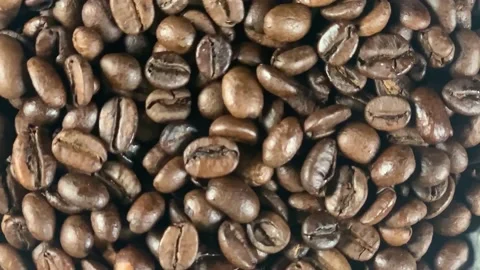 Coffee beans closeup top view Stock Footage 131415227