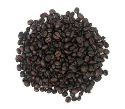 Coffee beans, closeup on white background Stock Photos