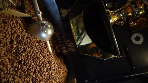Coffee Beans In Coffee Bean Roasting Machine Video stock 196195911